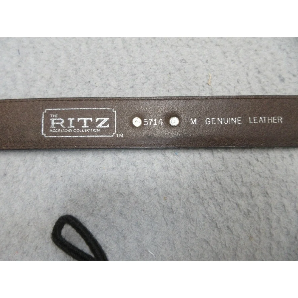 Vintage The Ritz‎ Leather Weatern Belt Mens M Brown Cowboy Biker Concho Buckle